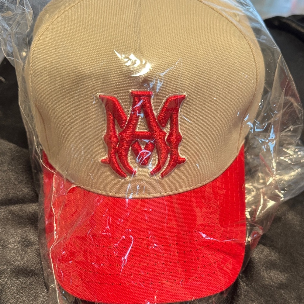 AMIRI Tan and Red Cap